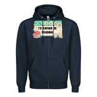 Navy hello id rather be reading Zipper Hoodie - Artiststas