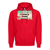 Red hello id rather be reading Zipper Hoodie - Artiststas