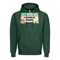 Sports Green hello id rather be reading Zipper Hoodie - Artiststas