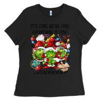 Black it's fine we're fine everythıng is fine! Ladies Tee - FaDigitalArtStudio