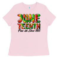 Bubblegum Pink juneteenth free ish since 1865 Ladies Tee - HRA Design Shop
