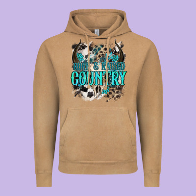 Born  Raised Country Vintage Hoodie Designed By Nancycooperartshop