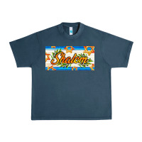 Midnight Navy shalom with olive branch Urban Heavy Tee - AdoDesignShop