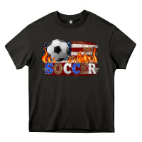 Asphalt western american flag soccer Heavy Core Tee - HRA Design Shop