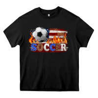 Black western american flag soccer Heavy Core Tee - HRA Design Shop