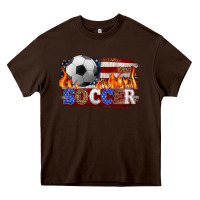 Chocolate Brown western american flag soccer Heavy Core Tee - HRA Design Shop
