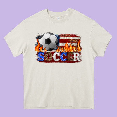 Western American Flag Soccer Heavy Core Tee Designed By Hra Design Shop