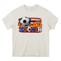 Cream western american flag soccer Heavy Core Tee - HRA Design Shop