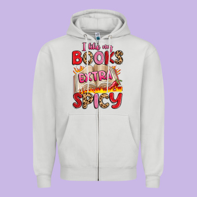 I Like My Books Extra Spicy Zipper Hoodie Designed By Artiststas