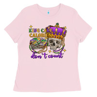 Bubblegum Pink king cake calories don't count skull Ladies Tee - FaDigitalArtStudio