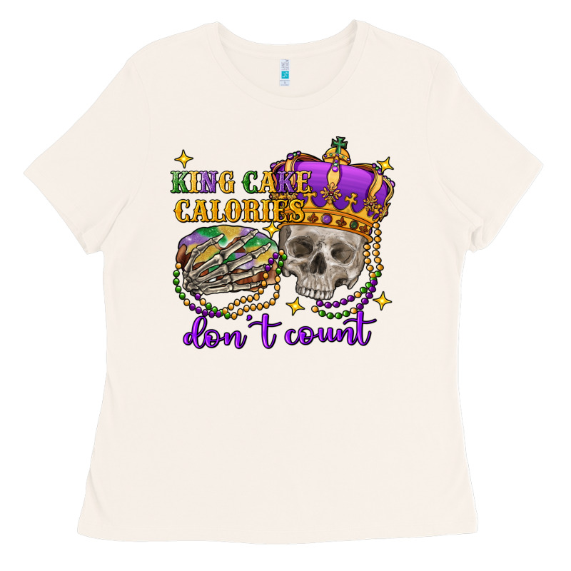 King Cake Calories Don't Count Skull Ladies Tee by FaDigitalArtStudio | Teevron