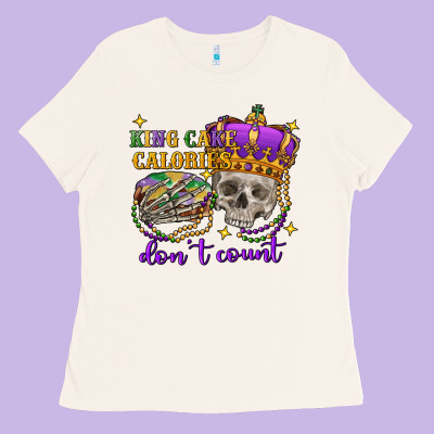 King Cake Calories Don't Count Skull Ladies Tee Designed By Fadigitalartstudio