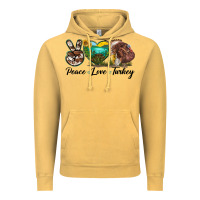 Vintage Mustard peace love turkey Vintage Hoodie - LillyAllenDesigns
