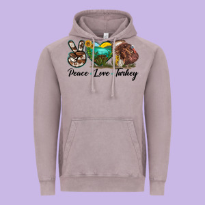 Peace Love Turkey Vintage Hoodie Designed By Lillyallendesigns