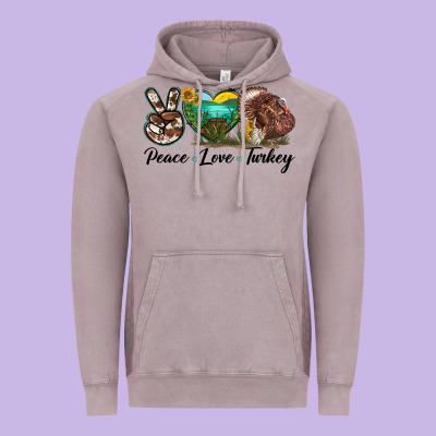 Peace Love Turkey Vintage Hoodie Designed By Lillyallendesigns