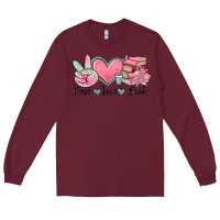 Burgundy peace love books Long Sleeve Tee - MaliasSmallBusiness