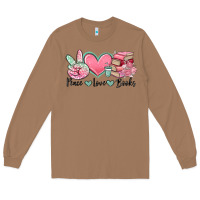 Toasted Coconut peace love books Long Sleeve Tee - MaliasSmallBusiness