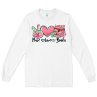 White peace love books Long Sleeve Tee - MaliasSmallBusiness