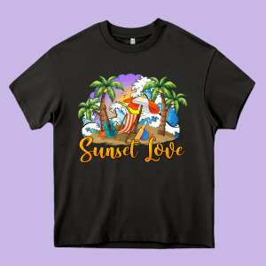 Sunset Love Heavy Core Tee Designed By Barkaloodesign