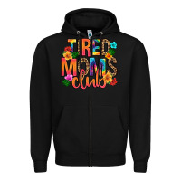 Black tired moms club Zipper Hoodie - Artiststas