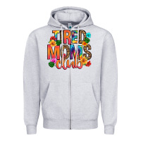 Heather Grey tired moms club Zipper Hoodie - Artiststas
