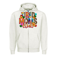 Oatmeal Heather tired moms club Zipper Hoodie - Artiststas