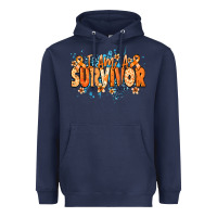 Navy I am a survivor orange ribbon Kidney Cancer Heavyweight Hoodie - NancyCooperArtShop