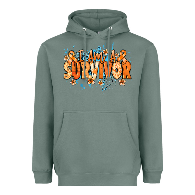 I Am A Survivor Orange Ribbon Kidney Cancer Heavyweight Hoodie by NancyCooperArtShop | Teevron