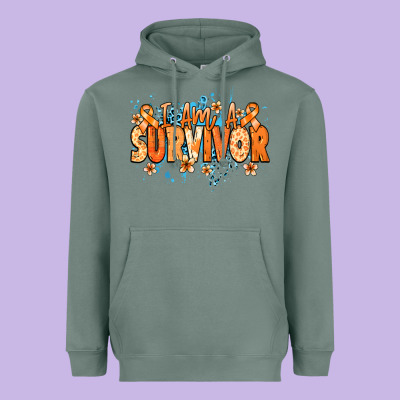I Am A Survivor Orange Ribbon Kidney Cancer Heavyweight Hoodie Designed By Nancycooperartshop