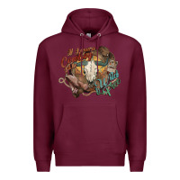 Burgundy Cowboy wild and free western Premium Hoodie - HowdyJamesFarm