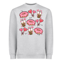 Heather Grey valentines day doodles Heavyweight Sweatshirt - MaliasSmallBusiness