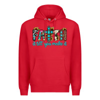 Red faith it till you make it Premium Hoodie - JahusDesignShop
