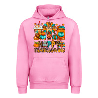 Fuchsia Pink Happy Thanksgiving Coffee Cups Urban Hoodie - FaDigitalArtStudio