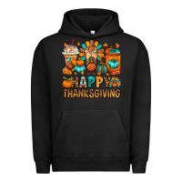 Pigment Black Happy Thanksgiving Coffee Cups Urban Hoodie - FaDigitalArtStudio