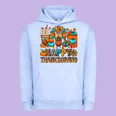 Happy Thanksgiving Coffee Cups Urban Hoodie Designed By Fadigitalartstudio
