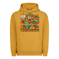 Pigment Peanut Butter Happy Thanksgiving Coffee Cups Urban Hoodie - FaDigitalArtStudio