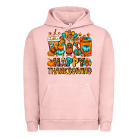 Pigment Salmon Happy Thanksgiving Coffee Cups Urban Hoodie - FaDigitalArtStudio