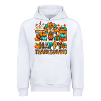 White Happy Thanksgiving Coffee Cups Urban Hoodie - FaDigitalArtStudio