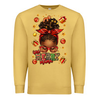 Antique Gold one merry mama christmas afro messy bun Premium Sweatshirt - texasbilliewilder
