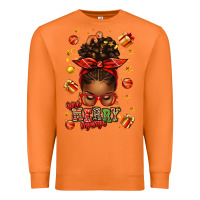 Carrot one merry mama christmas afro messy bun Premium Sweatshirt - texasbilliewilder