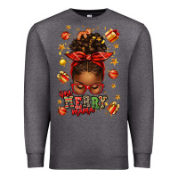 Charcoal Heather one merry mama christmas afro messy bun Premium Sweatshirt - texasbilliewilder