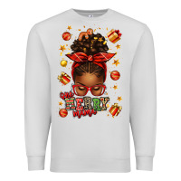 Dove Grey one merry mama christmas afro messy bun Premium Sweatshirt - texasbilliewilder