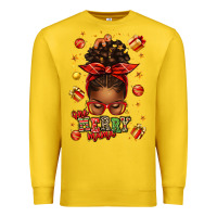 Lemon one merry mama christmas afro messy bun Premium Sweatshirt - texasbilliewilder