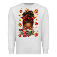 Oatmeal Heather one merry mama christmas afro messy bun Premium Sweatshirt - texasbilliewilder
