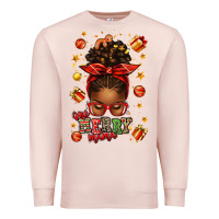 Pale Pink one merry mama christmas afro messy bun Premium Sweatshirt - texasbilliewilder