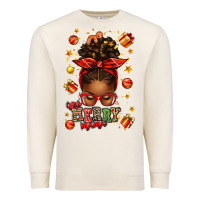Sandshell one merry mama christmas afro messy bun Premium Sweatshirt - texasbilliewilder
