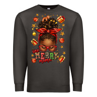 Smoke one merry mama christmas afro messy bun Premium Sweatshirt - texasbilliewilder