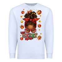 White one merry mama christmas afro messy bun Premium Sweatshirt - texasbilliewilder