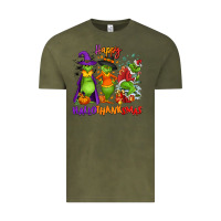 Vintage Olive Happy Hallothanksmas Vintage Tee - NancyCooperArtShop