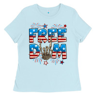 Baby Blue Freedom rock hand Ladies Tee - Neo Western